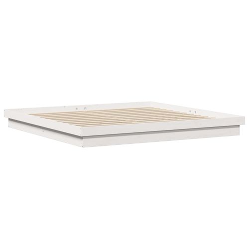 Рамка за легло Бяло 200 x 200 cm Солидно борово дърво