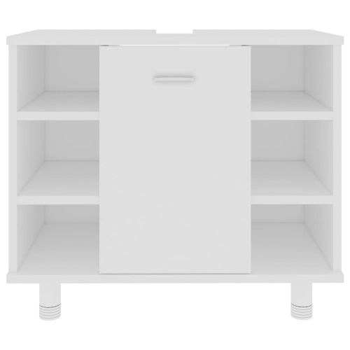 Шкаф за баня, бял, 60x32x53,5 см, инженерно дърво