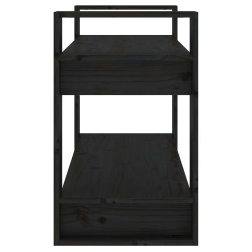 Библиотека/разделител за стая, черна, 80x35x56,5 см, бор масив