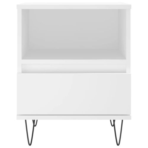 Нощни шкафчета, 2 бр, бели, 40x35x50 см, инженерно дърво