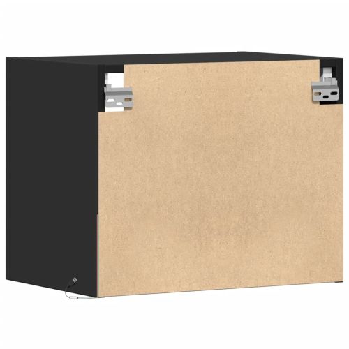 Нощно шкафче за стена с LED светлини, черно