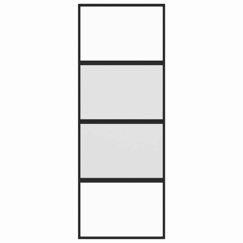 Плъзгаща се врата, черна, 76x205 см, закалено стъкло и алуминий