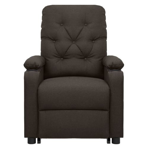 Изправящ масажен стол, тъмнокафяв, текстил