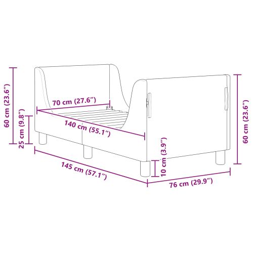 Легло за малко с главна дъска Черно 70 x 140 cm Кадифе