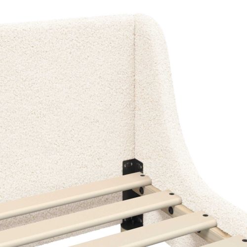 Легло за деца с табла с таблото Крем 80 x 160 cm Вълнена тъкан