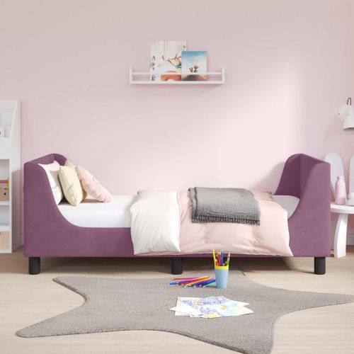 Легло за деца с табла с таблото Лилаво 80 x 160 cm Кадифе