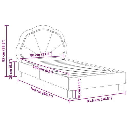 Легло за деца с табла с таблото Светлосиво 80 x 160 cm Кадифе