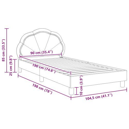 Легло за деца с табла Полицейско синьо 90 x 190 cm Кадифе