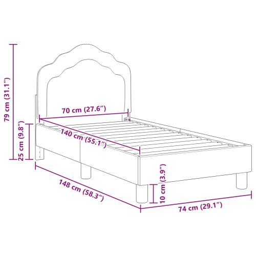 Легло за малко с главна дъска Лилаво 70 x 140 cm Кадифе