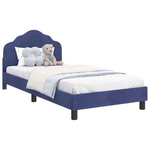 Легло за деца с табла Полицейско синьо 90 x 190 cm Кадифе