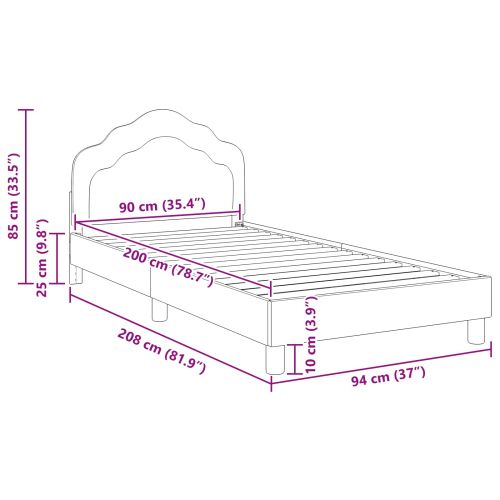 Легло за деца с табла Полицейско синьо 90 x 200 cm Кадифе