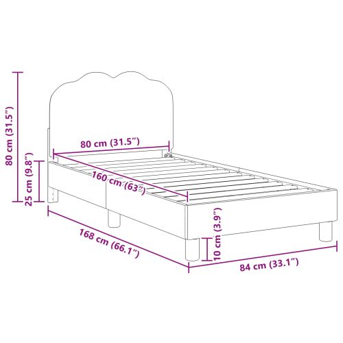 Легло за деца с табла с таблото Крем 80 x 160 cm Вълнена тъкан