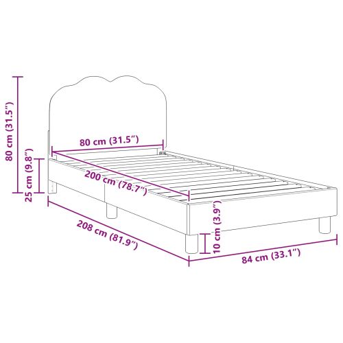 Легло за деца с табла с таблото Крем 80 x 200 cm Вълнена тъкан