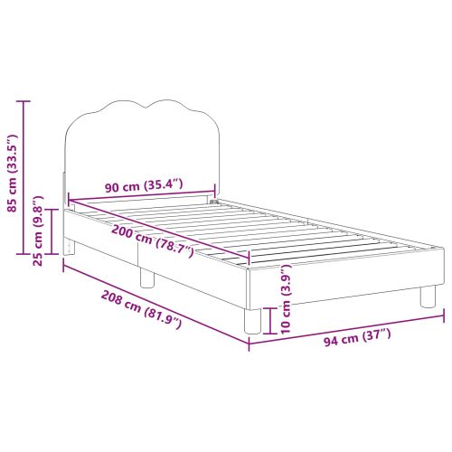 Легло за деца с табла Розово 90 x 200 cm Вълнена тъкан