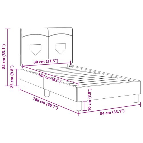 Легло за деца с табла с таблото Черно 80 x 160 cm текстил