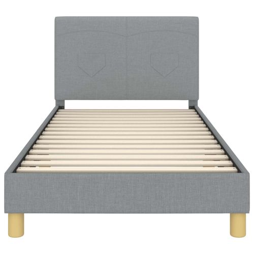 Легло за деца с табла с таблото Светлосиво 90 x 190 cm текстил