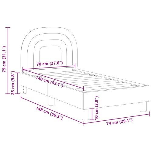 Легло за малко с главна дъска с таблото Крем 70 x 140 cm Кадифе