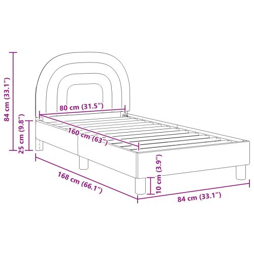 Легло за деца с табла с таблото Крем 80 x 160 cm Кадифе