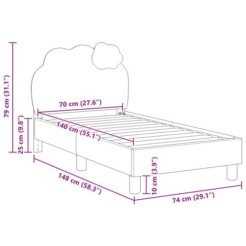Легло за малко с главна дъска с таблото Синьо 70 x 140 cm PU