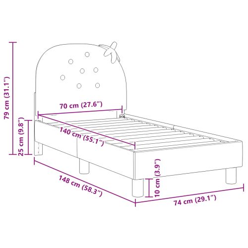 Легло за малко с главна дъска Розово 70 x 140 cm Кадифе