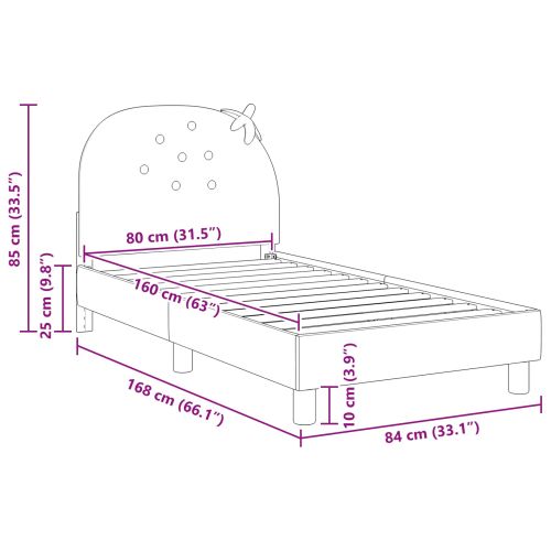 Легло за деца с табла с таблото Розово 80 x 160 cm Кадифе