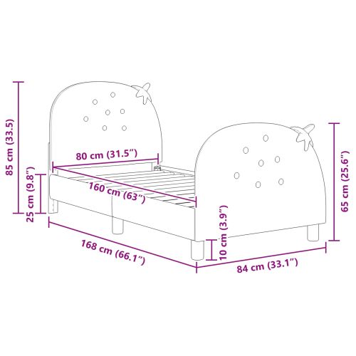 Легло за деца с табла с таблото Розово 80 x 160 cm Кадифе
