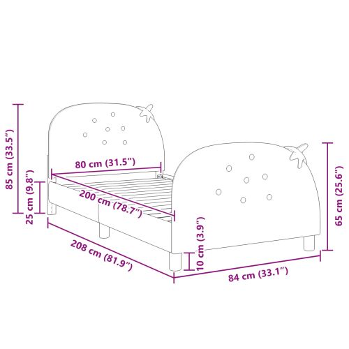 Легло за деца с табла с таблото Розово 80 x 200 cm Кадифе