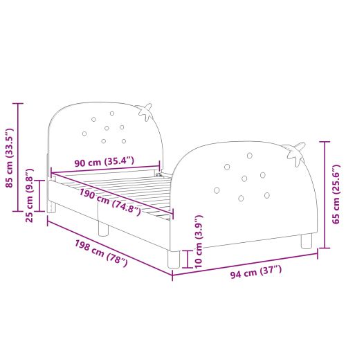 Легло за деца с табла с таблото Розово 90 x 190 cm Кадифе