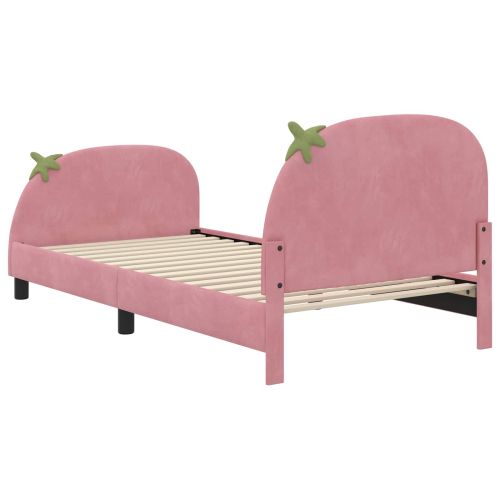 Легло за деца с табла с таблото Розово 90 x 200 cm Кадифе