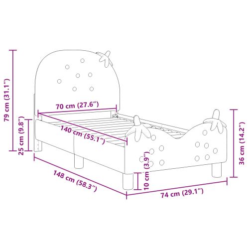 Легло за малко с главна дъска Розово 70 x 140 cm Кадифе