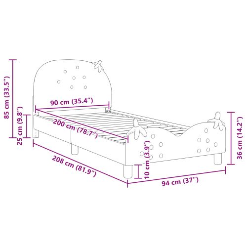 Легло за деца с табла с таблото Розово 90 x 200 cm Кадифе