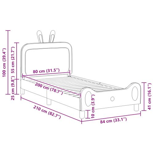 Легло за деца с табла с таблото Розово 80 x 200 cm PU