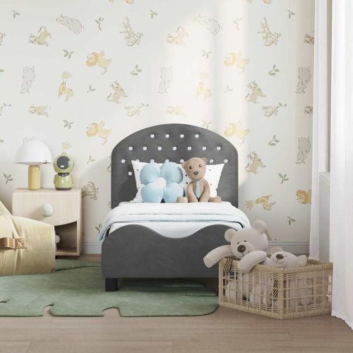 Легло за малко с главна дъска Тъмен сив 70 x 140 cm Кадифе