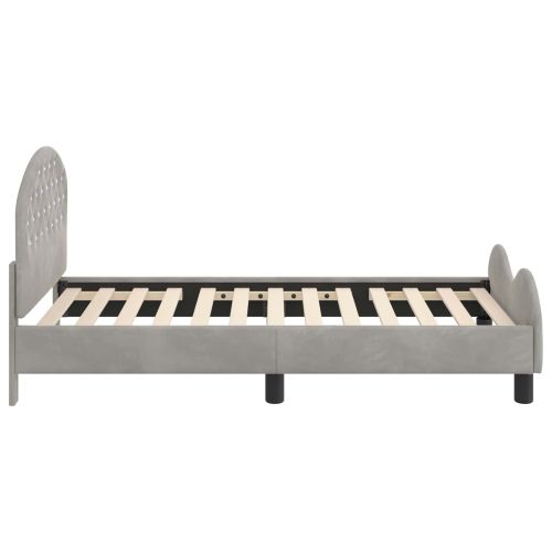 Легло за деца с табла с таблото Светлосиво 80 x 160 cm Кадифе