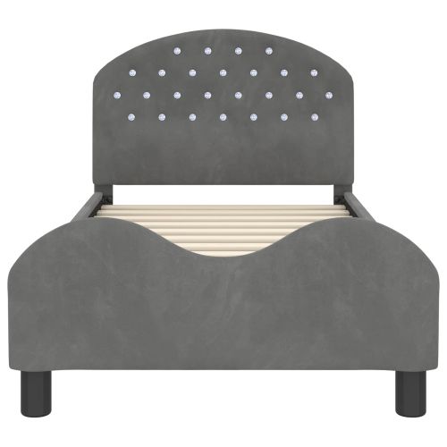 Легло за деца с табла с таблото Тъмен сив 80 x 160 cm Кадифе