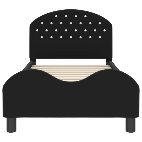 Легло за деца с табла с таблото Черно 80 x 160 cm Кадифе