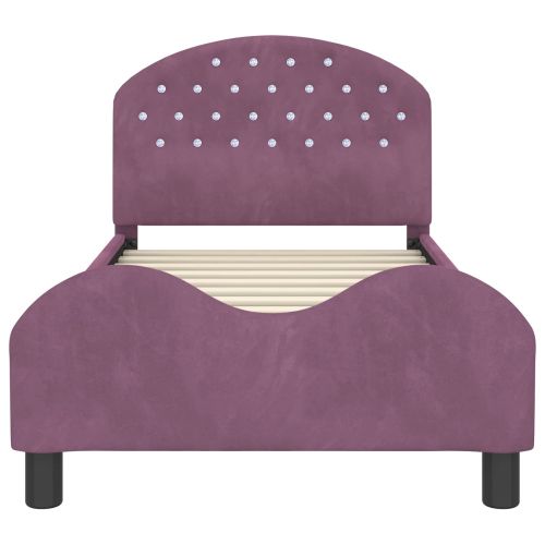 Легло за деца с табла с таблото Лилаво 80 x 160 cm Кадифе