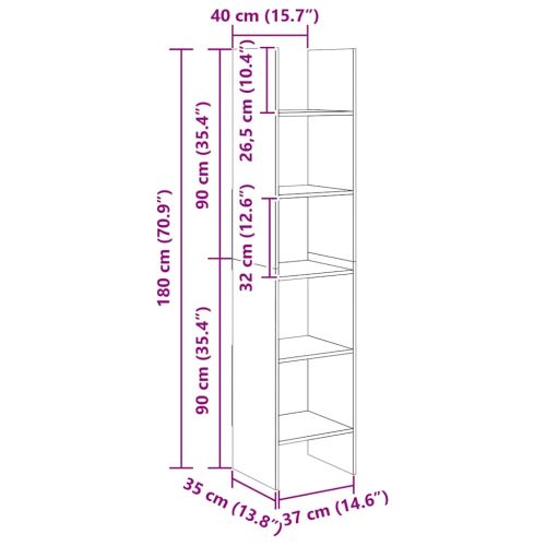 Библиотека, бетонно сива, 40x35x180 см, инженерно дърво