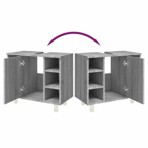 Шкаф за баня, сив сонома, 60x32x53,5 см, инженерно дърво