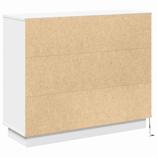 LED конзолна маса с рафт Бяло 90 х 32 х 75 см Инженерно дърво