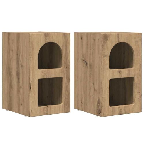 Нощно шкафче 2 pcs Дъб 29.5 x 35 x 50 см Инженерно дърво