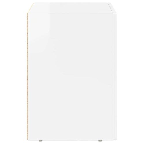 Нощно шкафче Лъскаво бяло 40 x 35 x 50 см Инженерно дърво