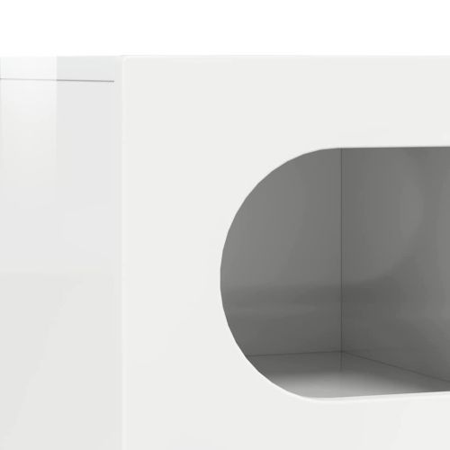 ТВ шкаф Лъскаво бяло 60 x 35 x 40 см Инженерно дърво