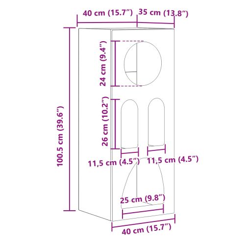 Служебен шкаф Лъскаво бяло 40 x 35 x 100.5 см Инженерно дърво