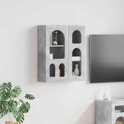 Висящ шкаф Циментено сиво 59 x 20 x 71.5 см Инженерно дърво