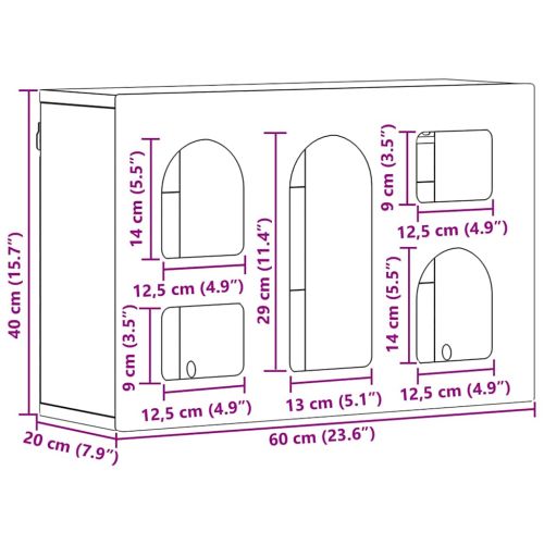 Висящ шкаф с рафт Бяло 60 x 20 x 40 см Инженерно дърво