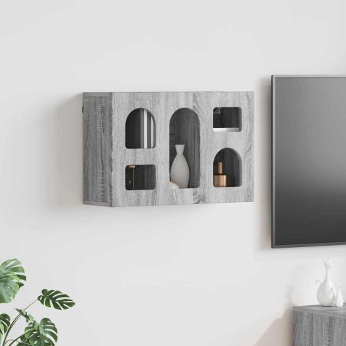 Висящ шкаф с рафт Сив Сонома 60 x 20 x 40 см Инженерно дърво