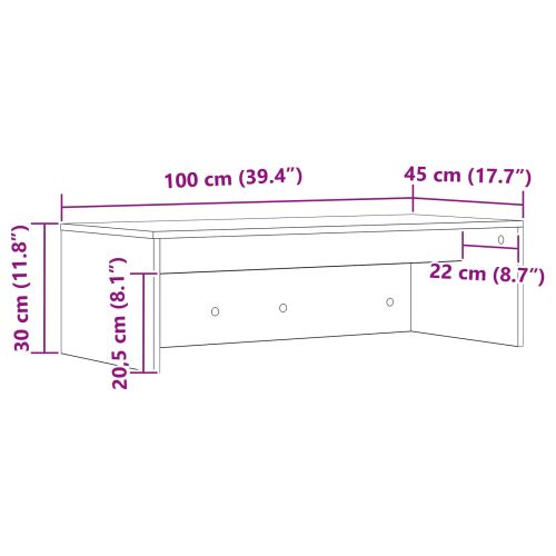 Стенно бюро Сив Сонома 100 x 45 x 30 см Инженерно дърво