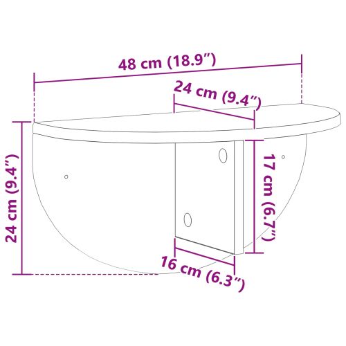 Стенен рафт 2 pcs Циментено сиво 38 x 19 x 19 см