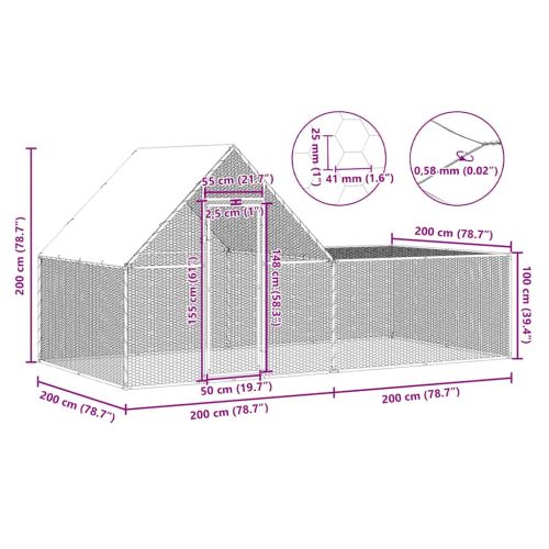 Птичарник, 4x2x2 м, поцинкована стомана
